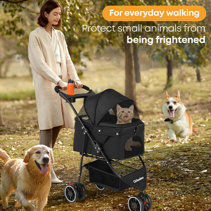 Pet Stroller,Dog Stroller for Small Medium Dogs Cats,3 Wheels,Foldable,with Breathable Mesh