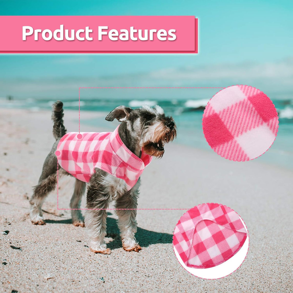 ASENKU Dog Sweater, Plaid Dogs Fleece Vest, Soft Comfortable Pet Pajamas, Warm Winter Puppy Shirt