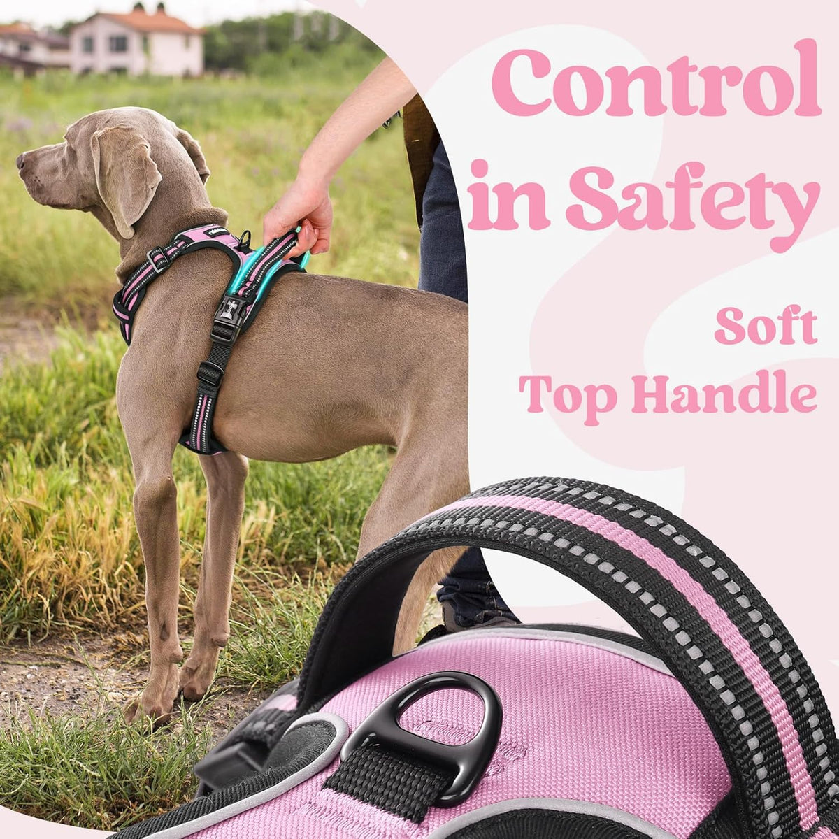 rabbitgoo Dog Harness for Large, No Pull Pet Harness with 3 Buckles, Adjustable Soft Padded Vest