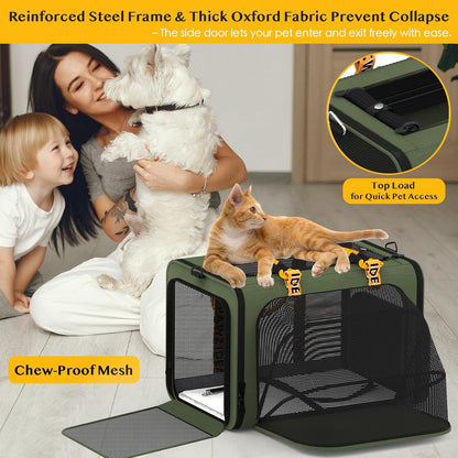 PAWZIDEA Expandable Large Pet Carrier, 24"X16"X16" Cat Carrier for 2 Cats, Collapsible Dog Travel