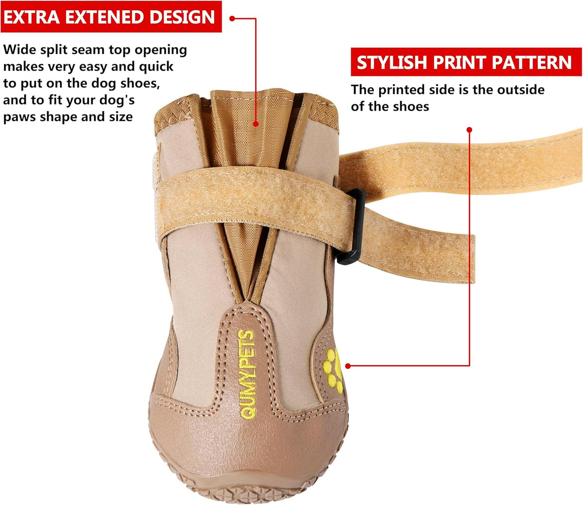QUMY Dog Shoes for Large Dogs, Medium Dog Boots & Paw Protectors for Winter Snowy Day, Summer Hot