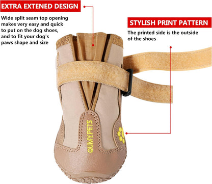QUMY Dog Shoes for Large Dogs, Medium Dog Boots & Paw Protectors for Winter Snowy Day, Summer Hot