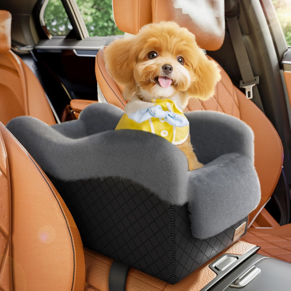 Portable Small Dog Seat for Car(Up to 11LB),Luxury Center Console Dog Car Seat Booster with Safety