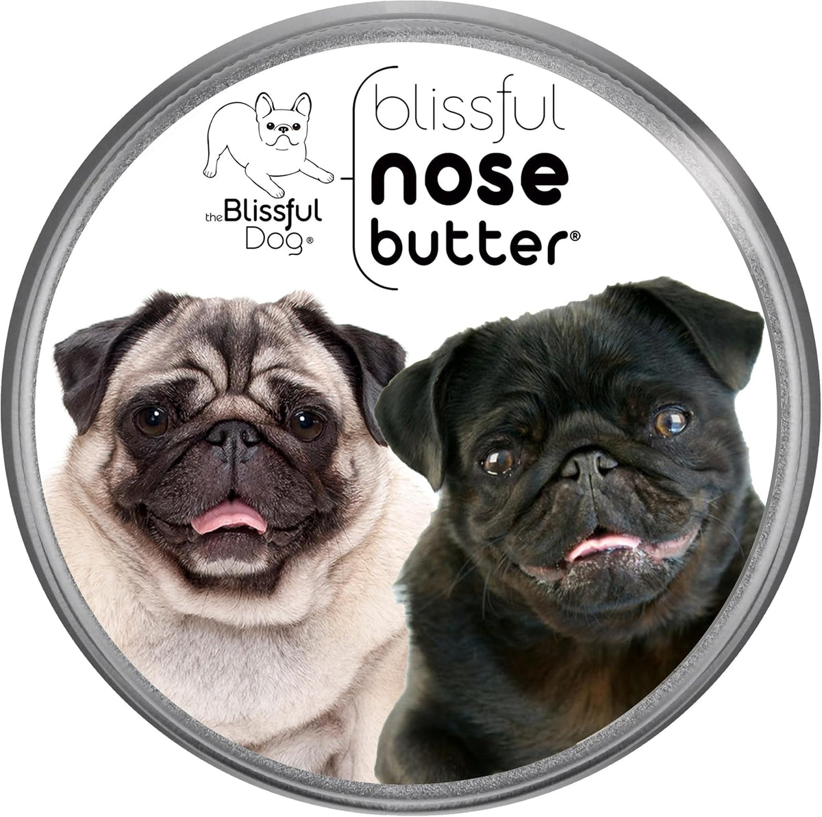The Blissful Dog Pug Duo Nose Butter for Dry, Cracked Skin, Lick-Safe Dog Nose Balm with