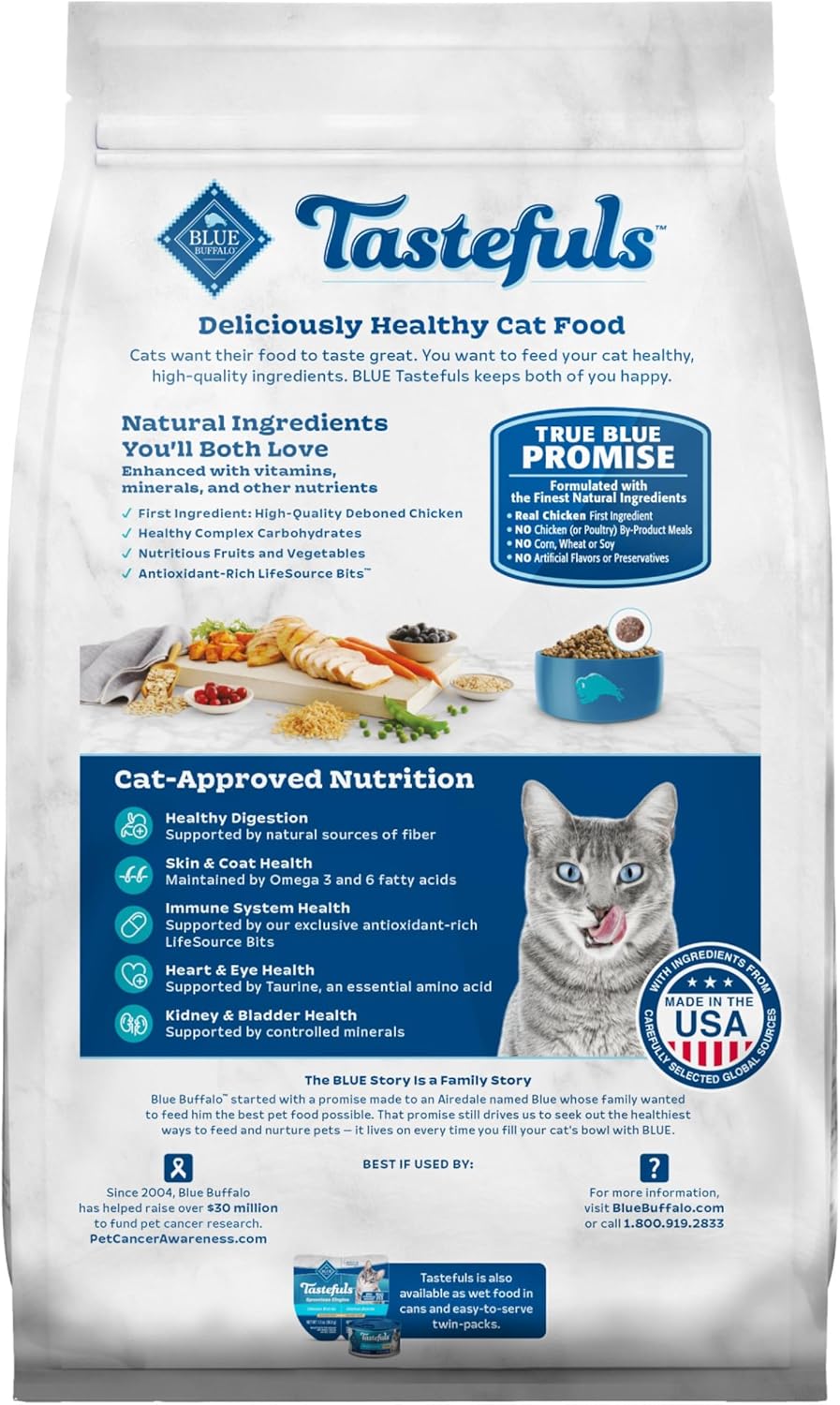 Blue Buffalo Tastefuls Natural Dry Food for Adult Indoor Cats, Chicken & Brown Rice Recipe, 7-lb.