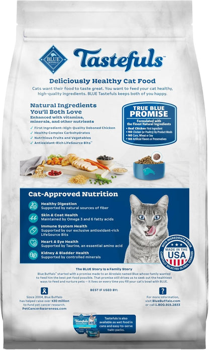 Blue Buffalo Tastefuls Natural Dry Food for Adult Indoor Cats, Chicken & Brown Rice Recipe, 7-lb.