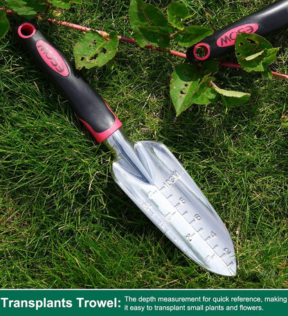 ESOW Garden Tool Set with Non-Slip Rubber Handle, 3 Piece Cast-Aluminum Heavy Duty Gardening Kit