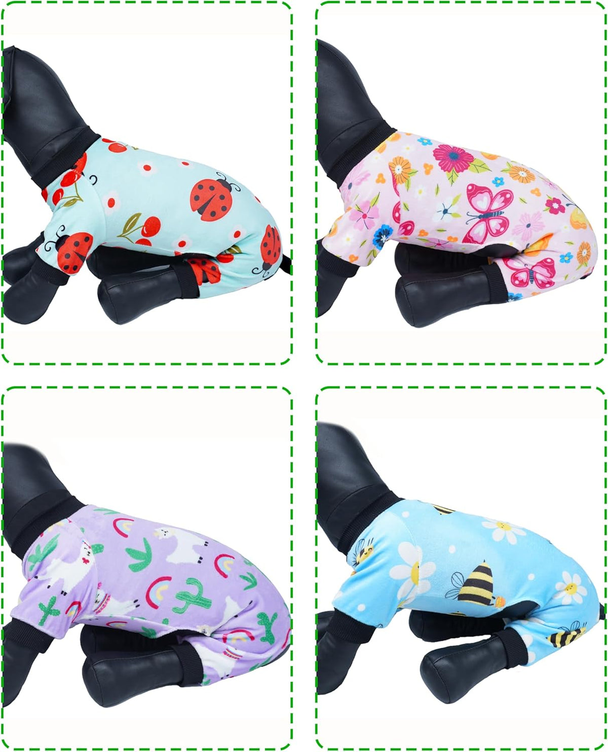 PET SHOW 4 Pack Small Dog Pajamas Spring Dog Clothes for Medium Dogs Girl Boy Soft Stretchy PJs Bee