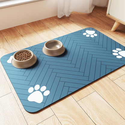 Pet Feeding Mat-Absorbent Pet Placemat for Food and Water Bowl, with Waterproof Rubber Backing