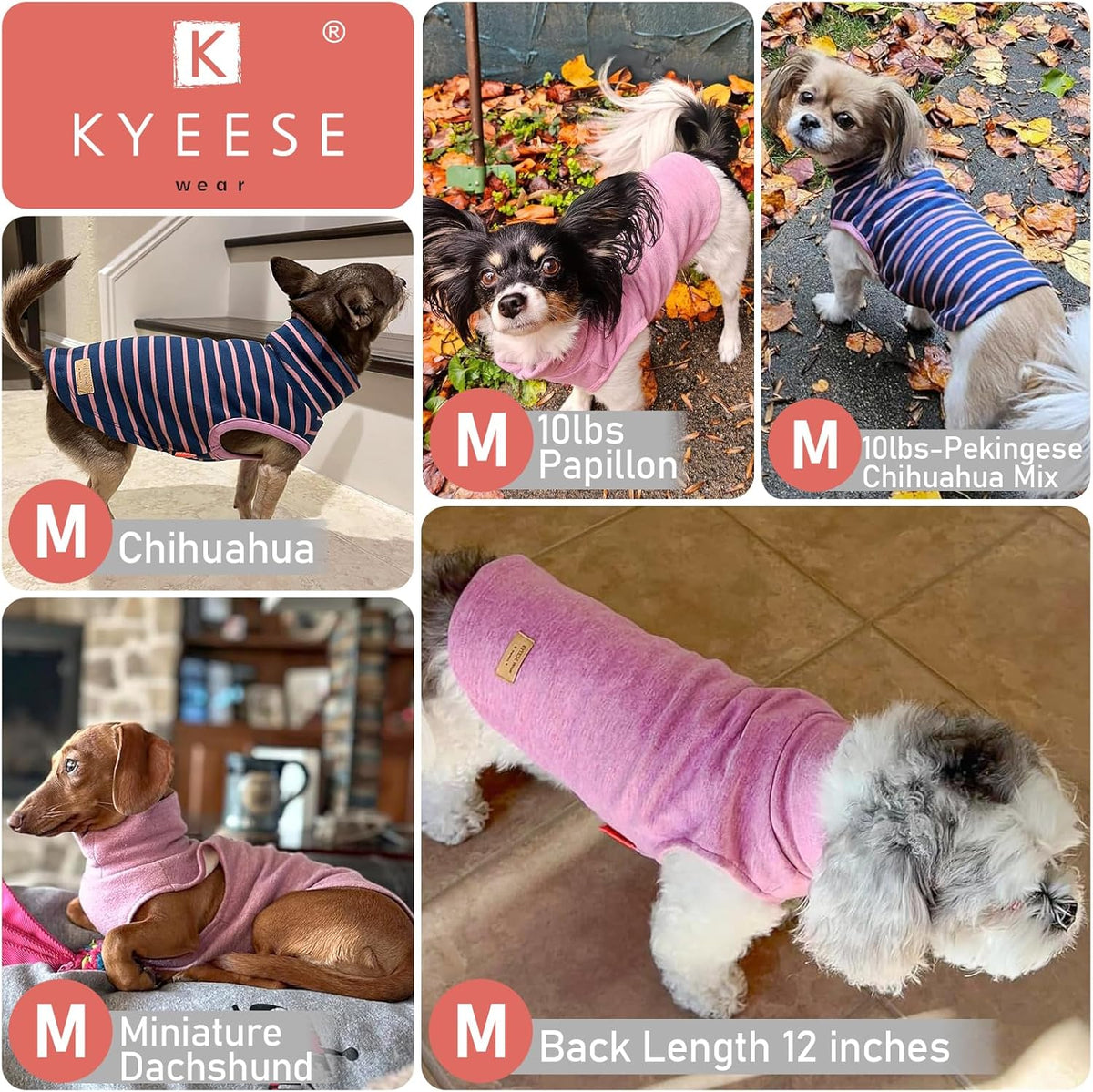 KYEESE 2Pack Dog Sweater Soft Dogs Clothes Warm Dachshund Clothes Turtleneck Pets Coats Dog