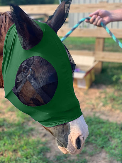 Horse Fly Mask - Arab Equine Fly Mask with Full Coverage for Eye & Ear - Stretchable, UV & Sun