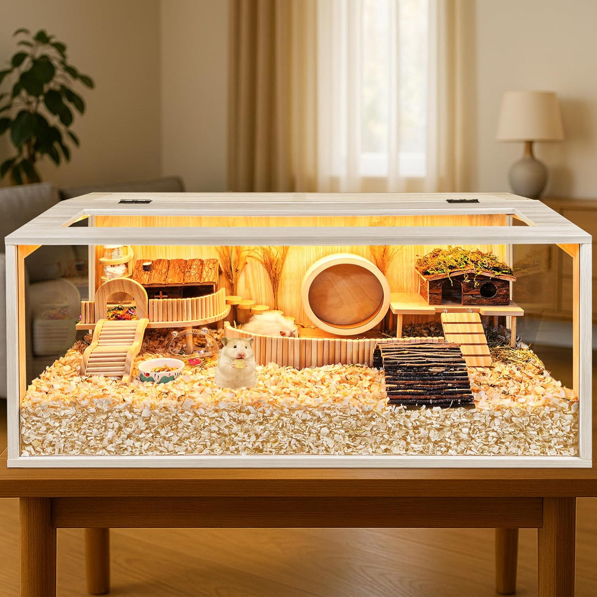 Hamster Cage Chewproof, Large Hamster Cages and Habitats, Openable Top with Acrylic Sheets, Solid
