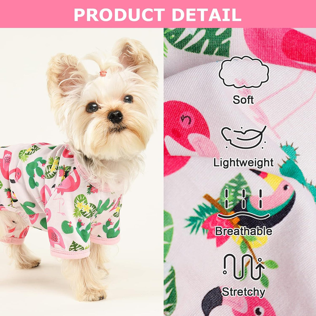 Dog Pajamas Pjs Summer Dog Clothes for Small Dogs Girl - Boy - Medium Size Dogs, Soft Stretchy