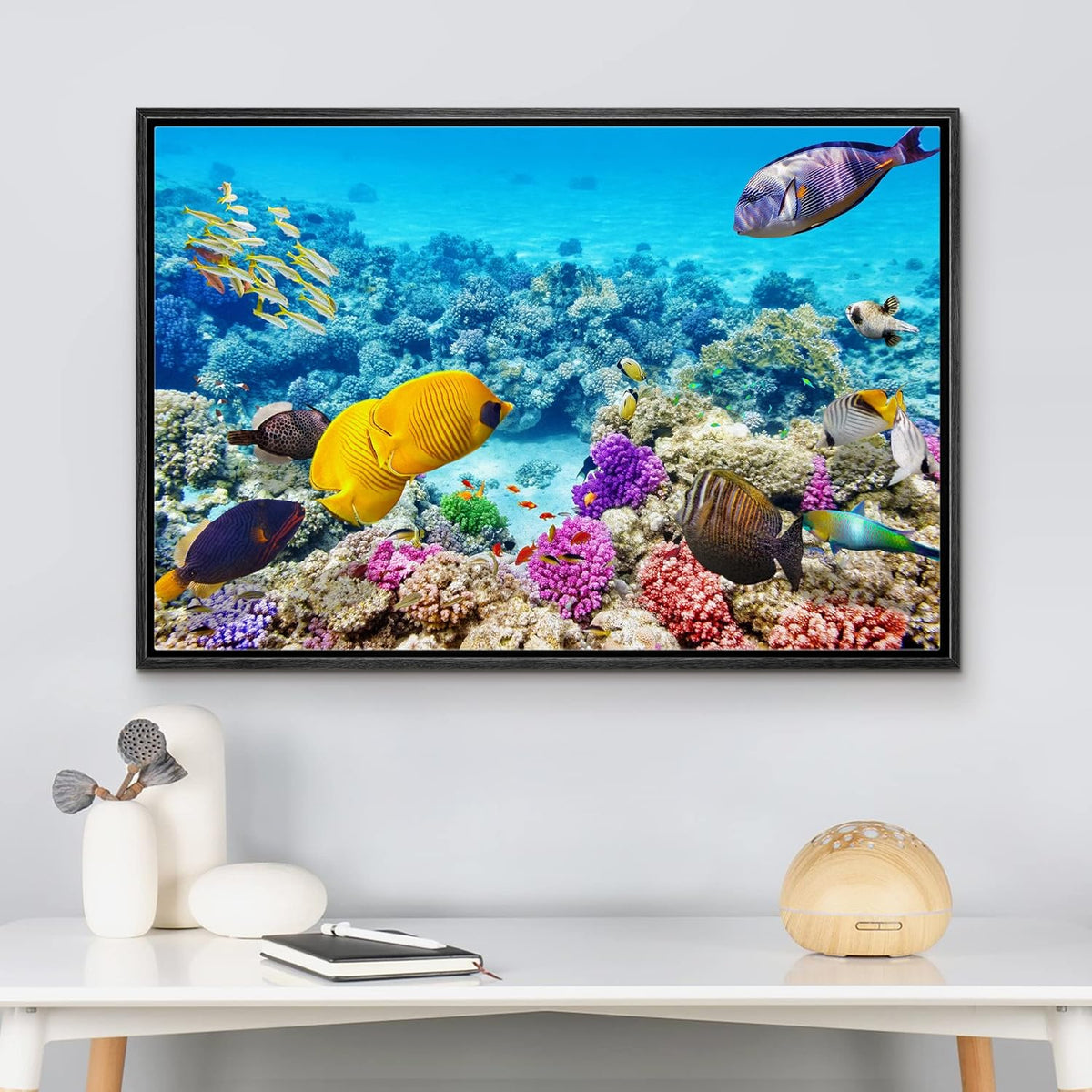 wall26 Framed Canvas Print Wall Art Tropical Underwater Ocean Sea Fish Reef Nature Animals Realism
