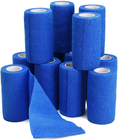 TOBWOLF 12PCS Self Adhesive Bandage, 4" x5yd / 10cmx4.5m Elastic Cohesive Bandage Wrap Athletic
