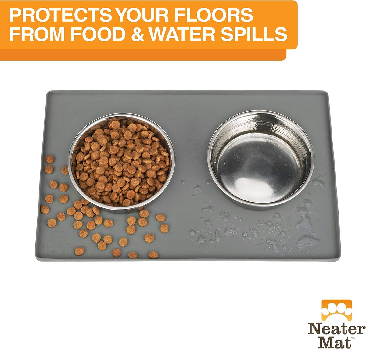 Neater Pet Brands Neater Mat Pet Mats for Food and Water, Cat & Dog Bowl Mat Waterproof Silicone