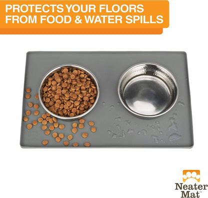 Neater Pet Brands Neater Mat Pet Mats for Food and Water, Cat & Dog Bowl Mat Waterproof Silicone