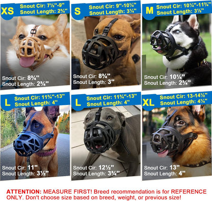 Mayerzon Dog Muzzle, Breathable Basket Muzzles for Small, Medium, Large and X-Large Aggressive Dogs