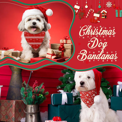 Abbylike 200 Pcs Christmas Dog Bandanas Bulk Xmas Red and White Bandanas for Dogs Triangle Kerchief