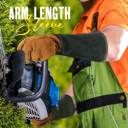 HANDLANDY Leather Gardening Gloves for Men & Women, Rose Pruning Thorn Proof Garden Glove, Long