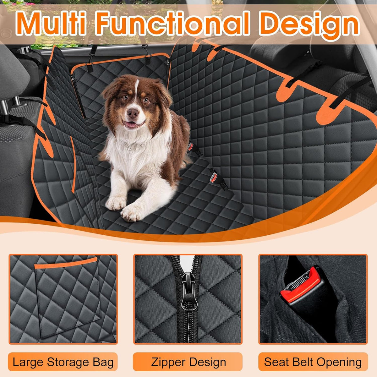 Dog Car Seat Cover, Durable Waterproof Scratch Proof Nonslip Dog Hammock, Back Seat Covers with