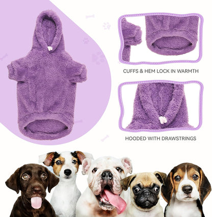 Fuzzy Dog Hoodie Dog Sweaters for Small Dogs Soft Double-Sided Plush Fleece Pet Sweater Pet Clothes