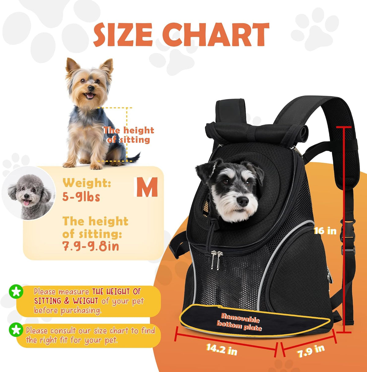 WOYYHO Pet Dog Carrier Backpack with Top and Side Windows, Small Dog Front Backpack Ventilated Mesh