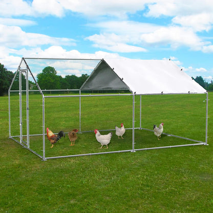 LEMBERI Metal Chicken Runs for Yard, Spire-roof Large Walk in Chicken coop cage for