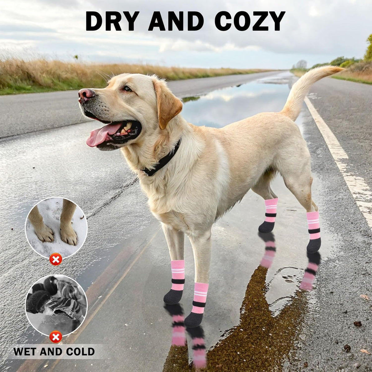 SCENEREAL Anti Slip Dog Boots & Paw Protectors for Hardwood Floor, Extended Dog Socks to Prevent