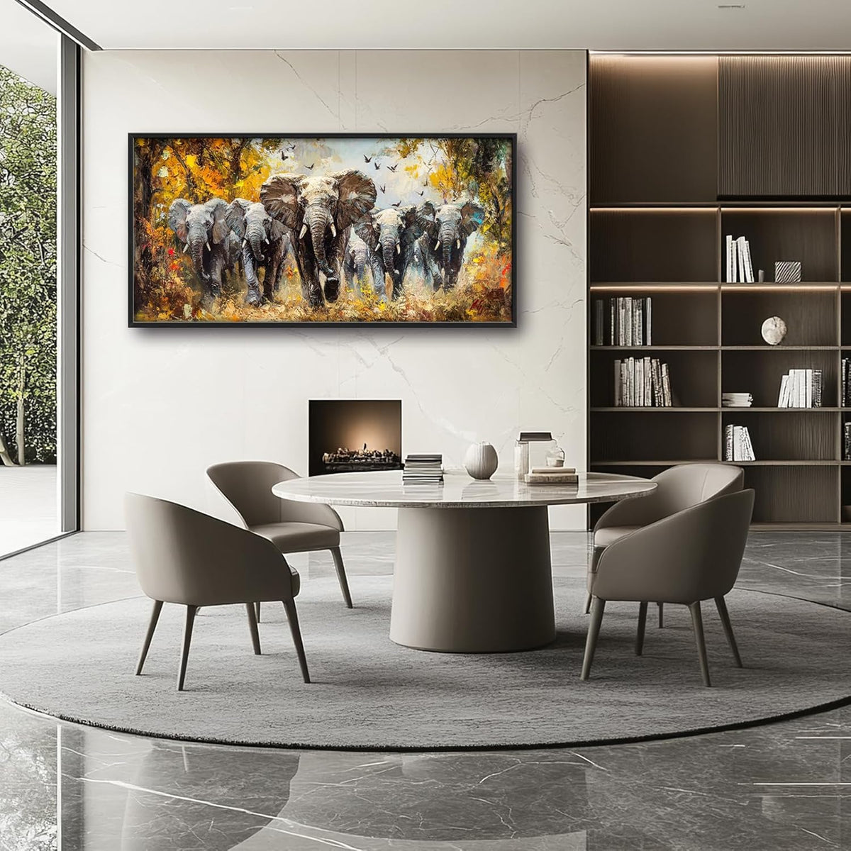 Extra Large Elephant Framed Wall Art for Living Room,Oversized Elephants Wild Animal Pictures Wall