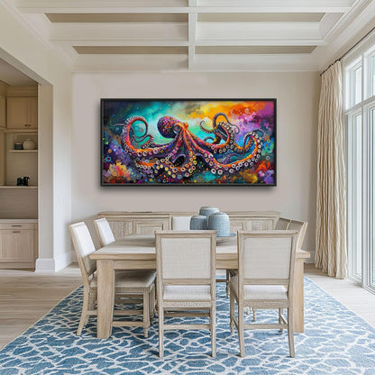 Quorin Octopus Large Wall Art Abstract Colorful Octopus Pictures Sea Ocean Animal Wall Decor Canvas