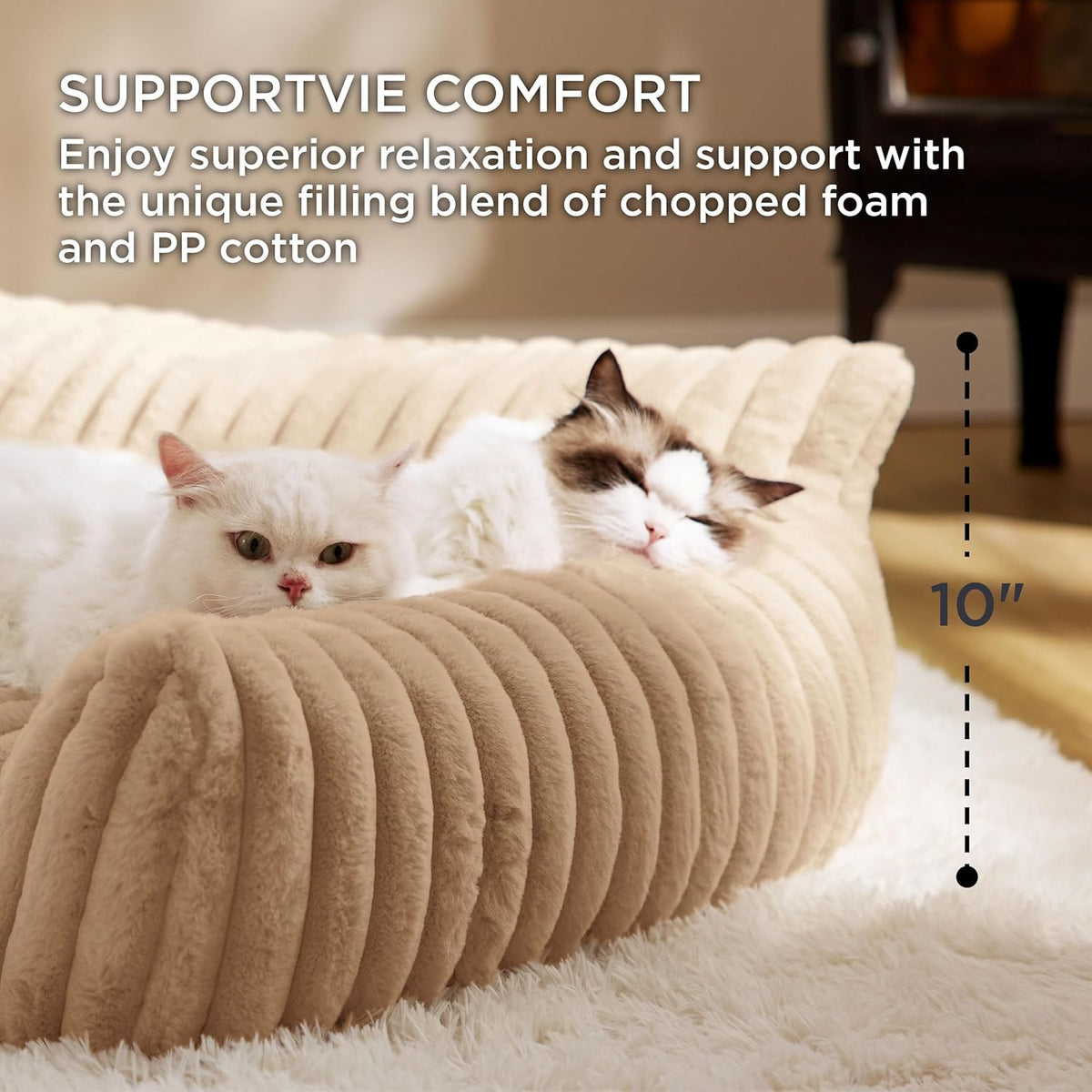Bedsure Cute Cat Couch for Pets - Fluffy Small Dog Sofa with Premium Soft Corduroy Fleece, Pet Sofa