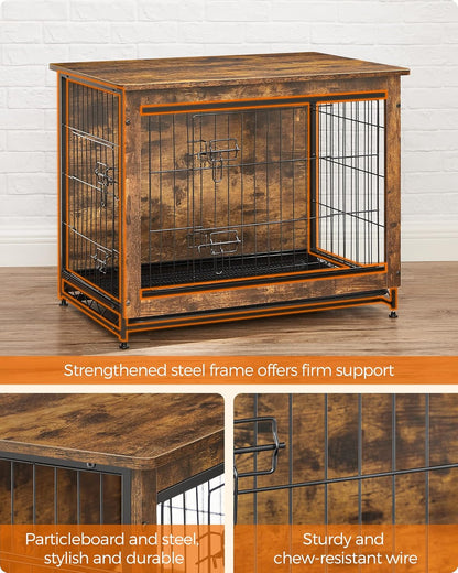 Feandrea Dog Crate Furniture, 32.5" Side End Table, Modern Kennel for Dogs Indoor up to 45 lb