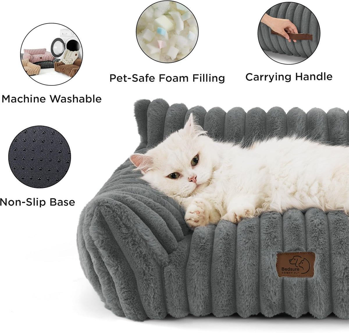 Bedsure Cute Cat Couch for Pets - Fluffy Small Dog Sofa with Premium Soft Corduroy Fleece, Pet Sofa