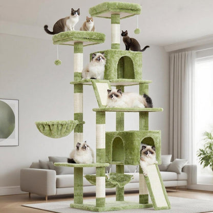 Cat Tree for Indoor Cats, 71'' (180cm) Multi-Level Cat Tower for Large Adult, Sturdy Cat Tree House