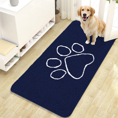 OLANLY Door Mat for Muddy Dog Paws 47x24, Ultra Absorbent Chenille Mud Doormat with Paw Print
