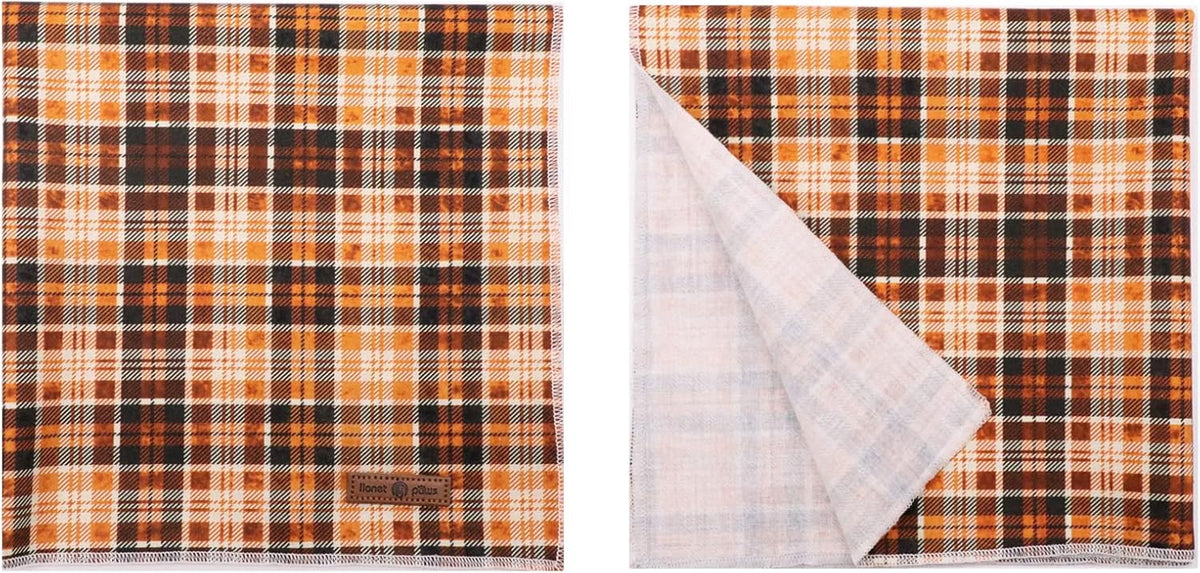 Lionet Plaid Dog Bandana 1PC - Pet Fall Washable Reversible Cotton Scarf, Adjustable Square