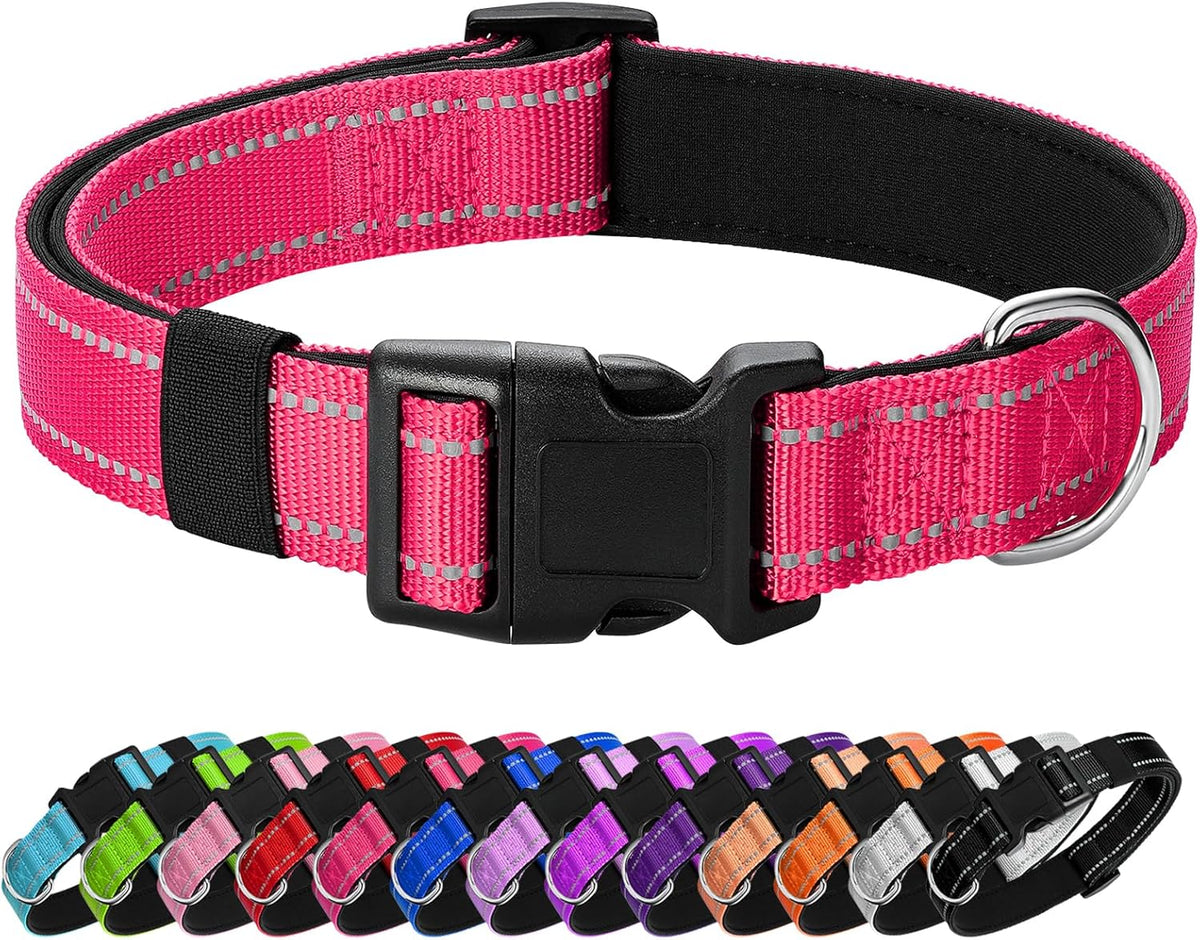Reflective Dog Collar Padded with Soft Neoprene Breathable Quick Release Basic Dog Collars for
