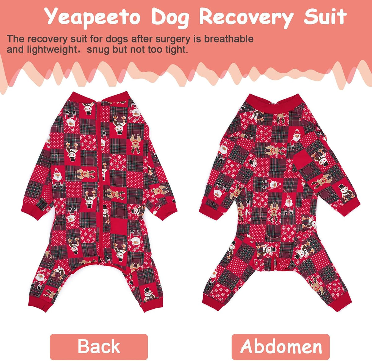 Yeapeeto Dog Onesie Surgery Recovery Suit for Large Medium Bodysuit Dogs Pajamas PJS Full Body for