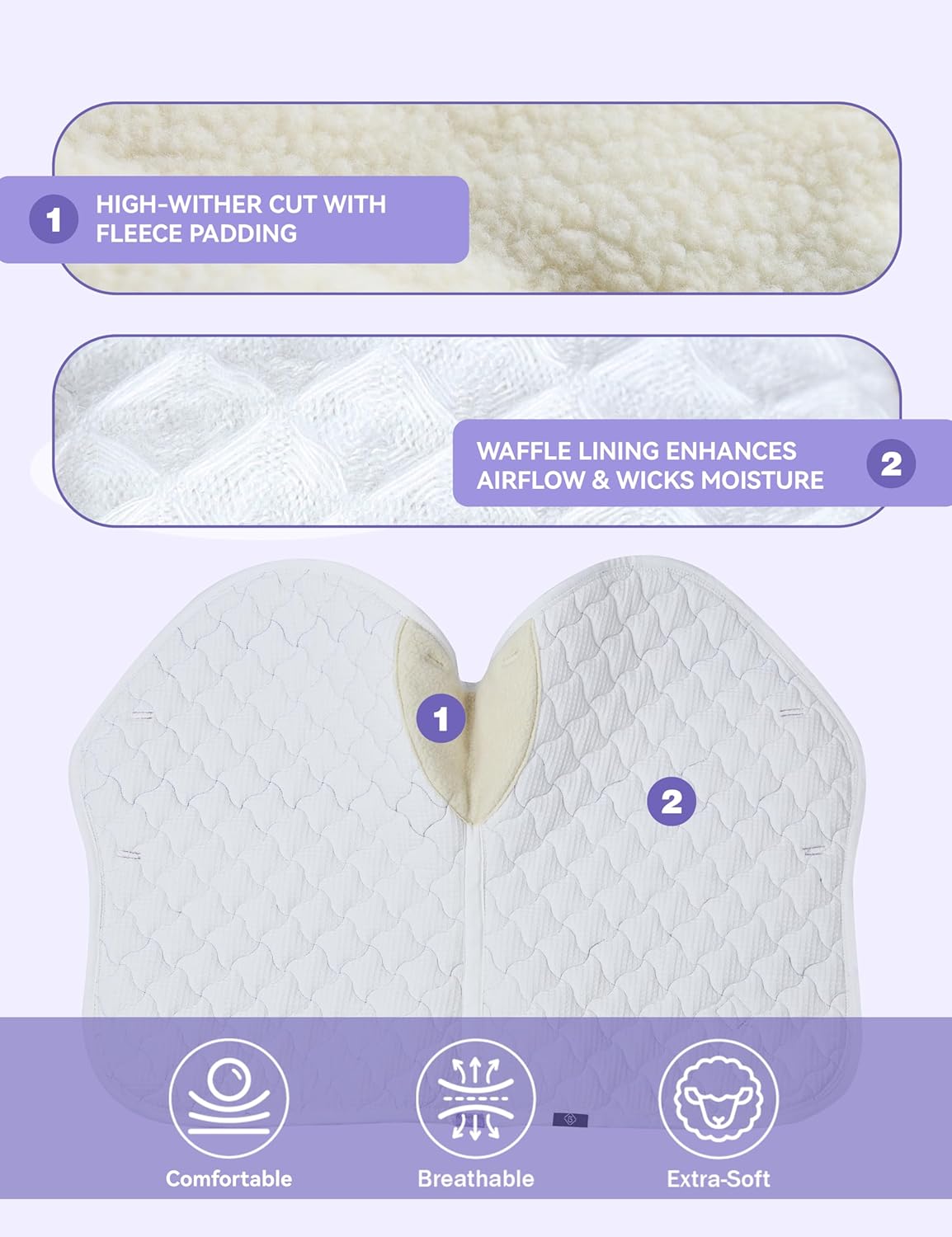 Close Contact Non-Slip Design Horse Riding Pad Moisture-Wicking Shock Absorbing English Saddle Pad
