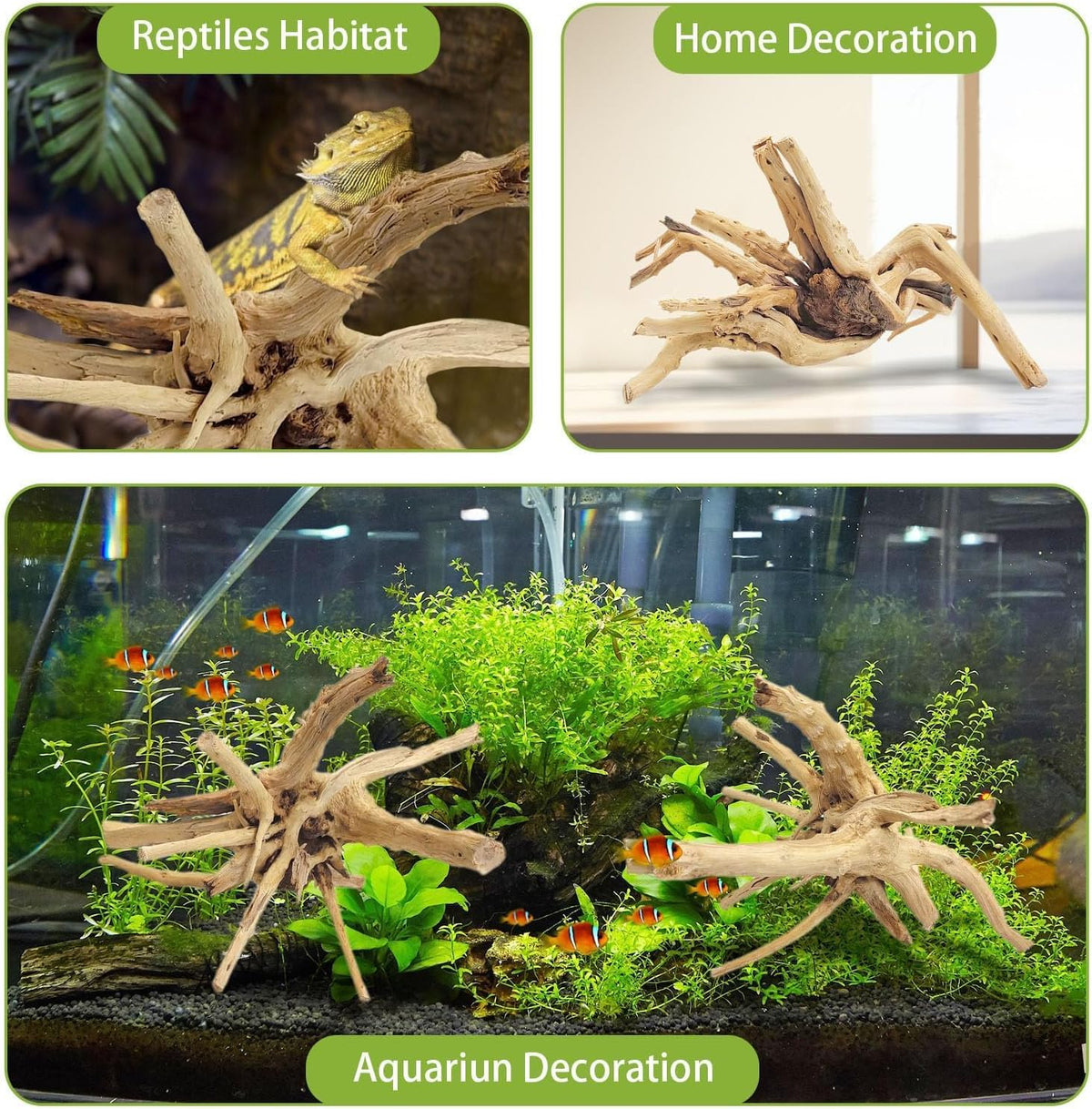 Tfwadmx Natural Driftwood for Aquarium, 11-13 inch Reptile Branches Terrarium Wood Aquarium Trunk