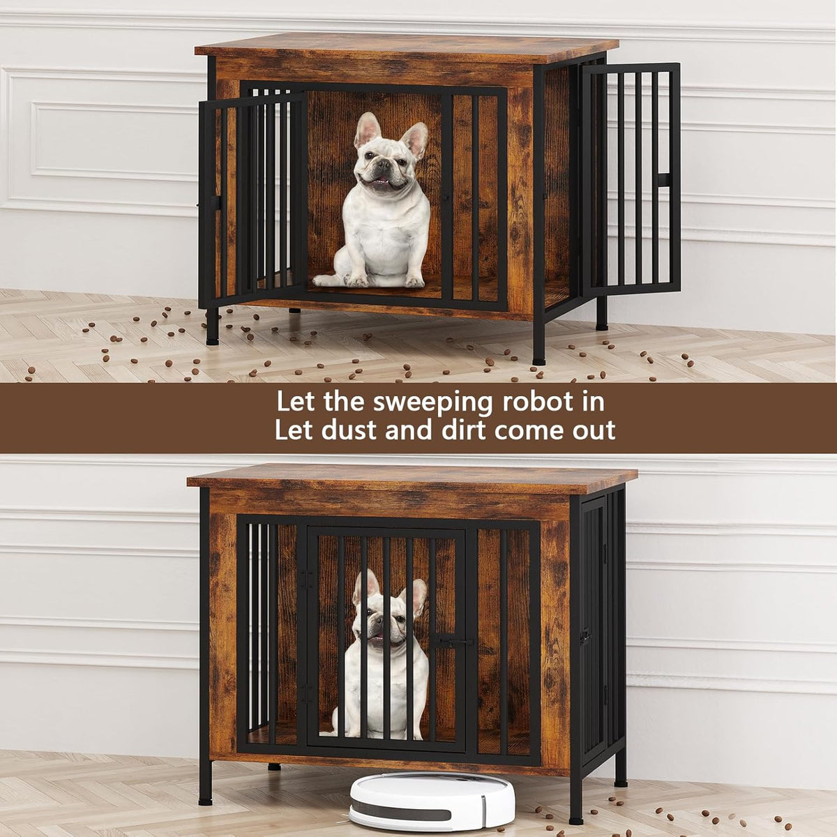 EasyCom 31.5" Small Dog Crate Furniture, Chew-Resistant Dog Crates for Small and Medium Dogs, Dog