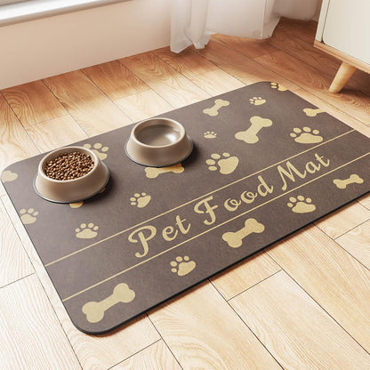 Pet Feeding Mat-Absorbent Pet Placemat for Food and Water Bowl, with Waterproof Rubber Backing