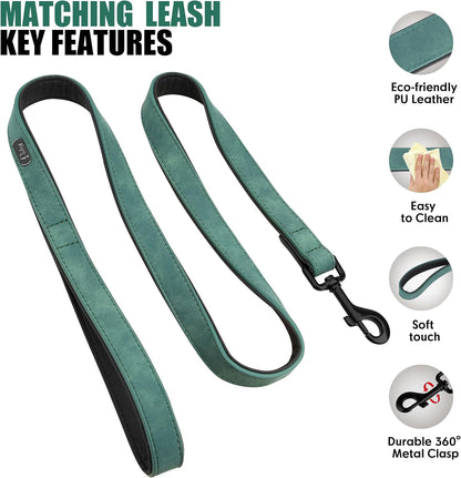 Didog Soft Padded Leather Dog Collar and Leash Set, Adjustable and Breathable Pet Collars with 4FT