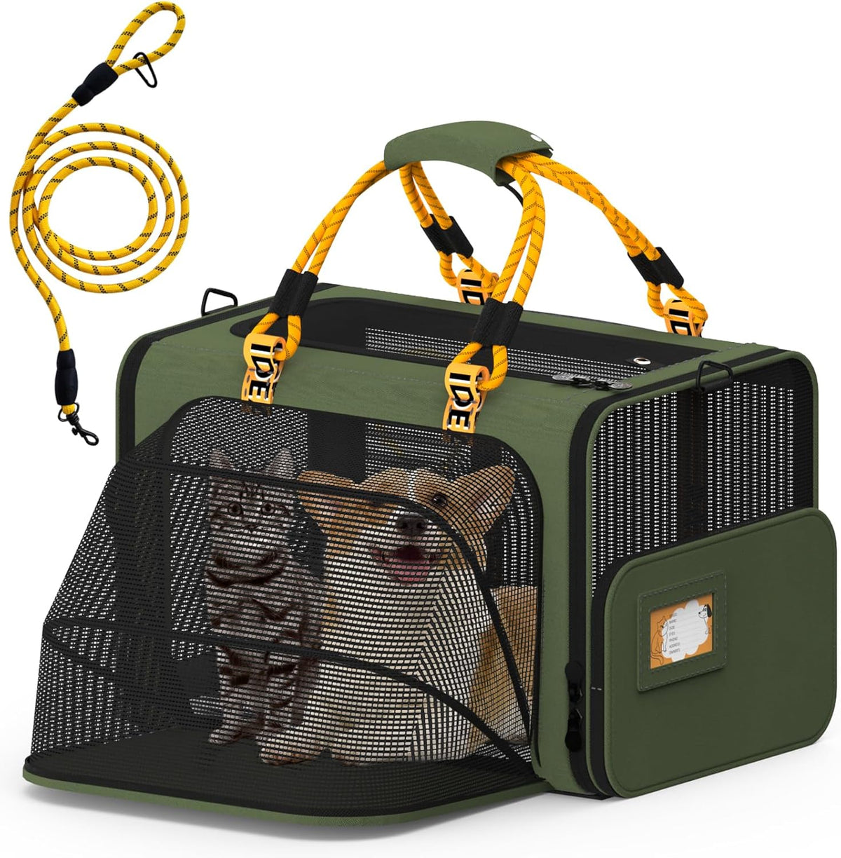 PAWZIDEA Expandable Large Pet Carrier, 24"X16"X16" Cat Carrier for 2 Cats, Collapsible Dog Travel