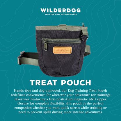 Wilderdog Dog Training Treat Pouch with Magnetic and Zipper Closure, Carabiner Attached, Adjustable