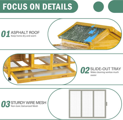 Wooden Rabbit Hutch with Waterproof Roof,Outdoor/Indoor Bunny Cage with Removable Slide-Out Bottom