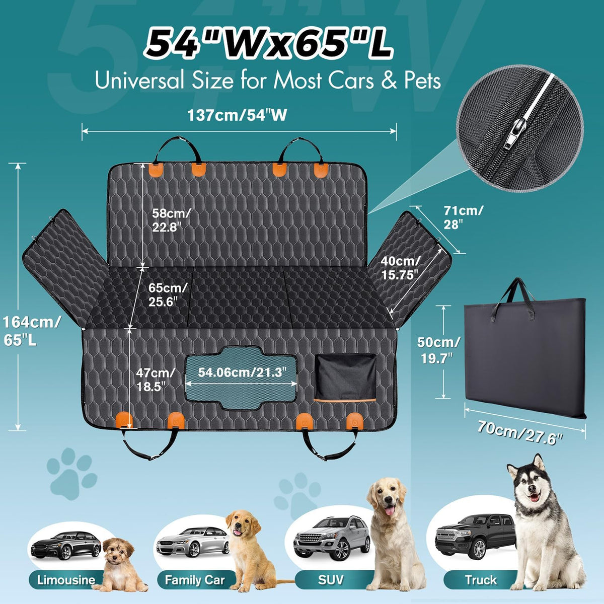 Back Seat Extender for Dogs-Supports 400lb,Waterproof Dog Car Seat Cover Hard