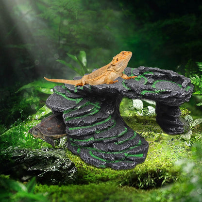 Large Bearded Dragon Basking Platform, Resin Reptile Hideouts Cave, Hermit Crab Climbing Toys
