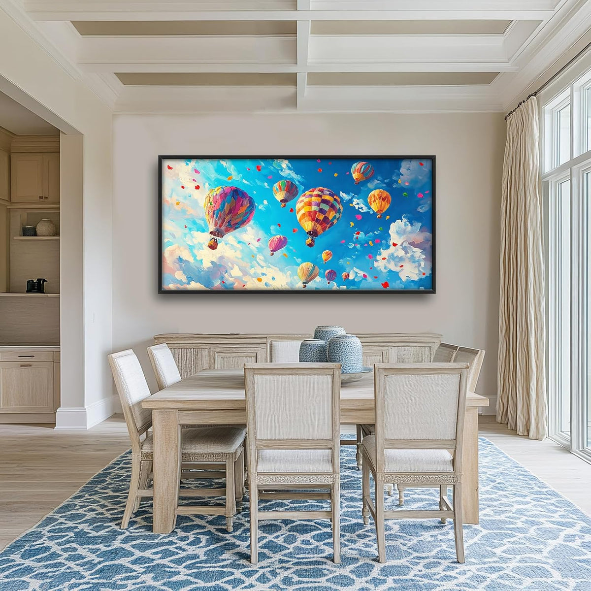 Hot Air Balloon Large Wall Art for Living Room, Framed Oversized Hot Air Balloon Wall Decor